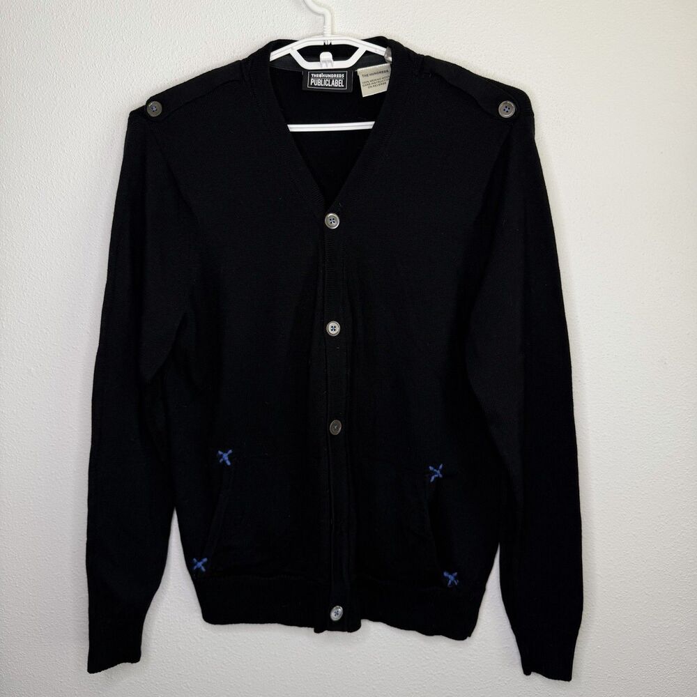 The Hundreds Public Label 100% Merino Wool Cardigan Black Men’s XL